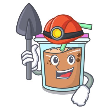 Madenci kabarcık çay maskot karikatür vektör çizim