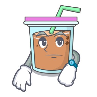 Bekleyen kabarcık çay maskot çizgi film