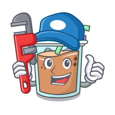 Tesisatçı kabarcık çay maskot çizgi film