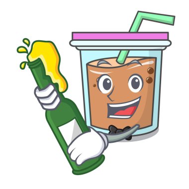 Bira kabarcık çay maskot karikatür ile