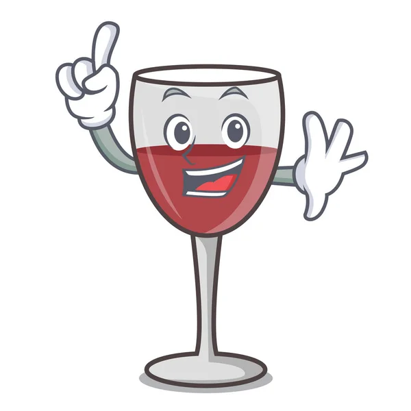 Finger vino mascotte stile cartone animato — Vettoriale Stock