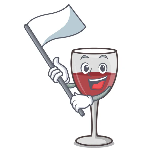 S vlajkou víno maskot kreslený styl — Stockový vektor