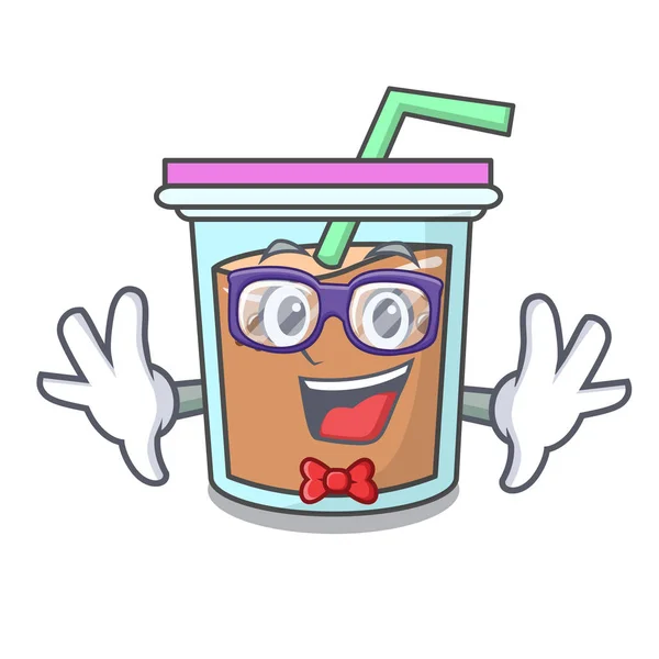 Geek Bubble Tea Charakter Cartoon — Stockvektor