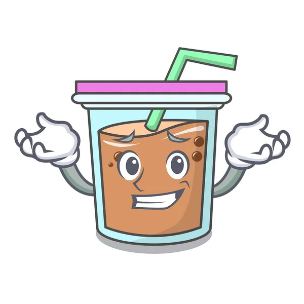 Grinning bubble tea character cartoon — Stock Vector