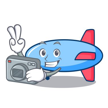 Fotoğrafçı zeppelin maskot karikatür tarzı