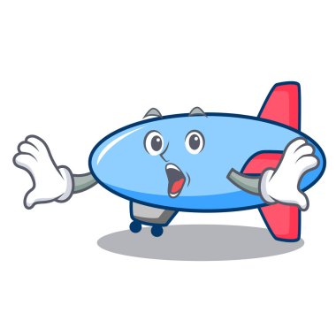 Sürpriz zeppelin maskot karikatür tarzı
