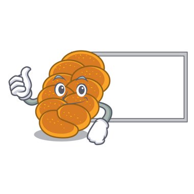 Başparmak yukarıya kurulu challah karakter karikatür tarzı ile