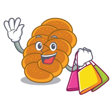 Challah karakter karikatür tarzı alışveriş