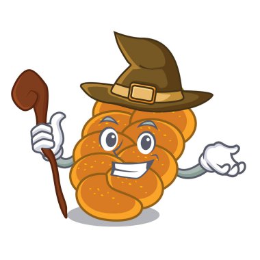 Cadı challah maskot karikatür tarzı vektör çizim