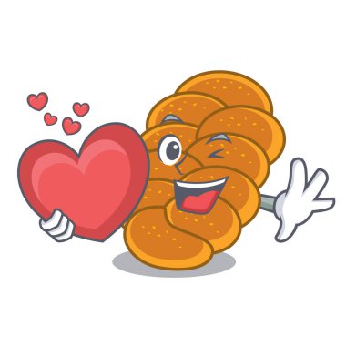 Kalp challah maskot karikatür tarzı ile