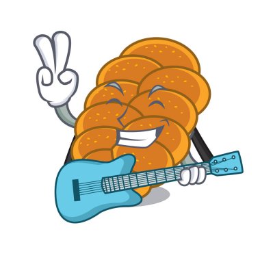 Gitar challah maskot karikatür tarzı ile