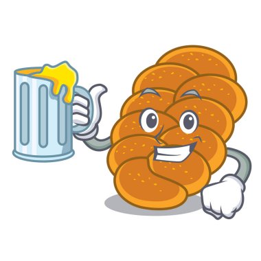 Suyu challah maskot karikatür tarzı ile