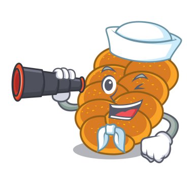 Denizci dürbün challah maskot karikatür tarzı ile