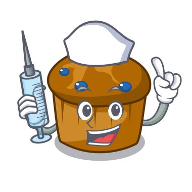 Hemşire mufin yaban mersini karakter karikatür