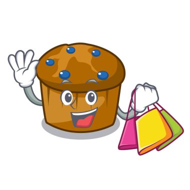 Alışveriş mufin yaban mersini karakter karikatür