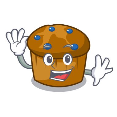 Mufin yaban mersini karakter karikatür sallayarak