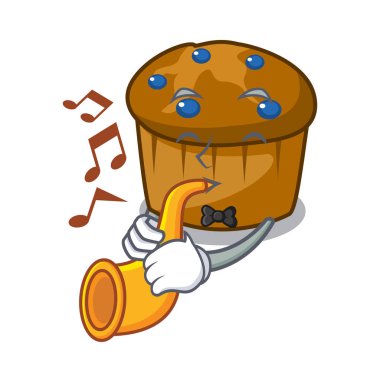 Trompet mufin yaban mersini maskot karikatür ile