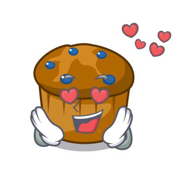 Aşk mufin yaban mersini maskot karikatür