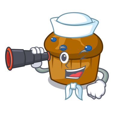 Denizci dürbün mufin yaban mersini maskot karikatür ile