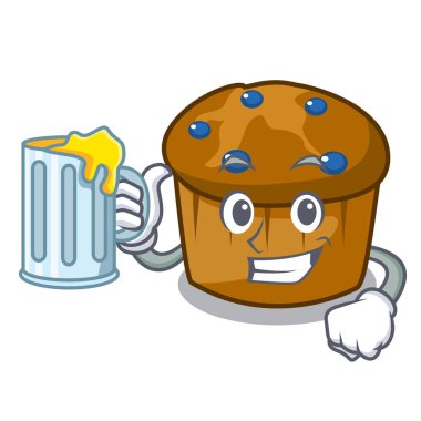 Suyu mufin yaban mersini maskot karikatür ile