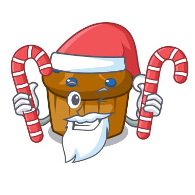 Santa şeker mufin yaban mersini maskot karikatür ile