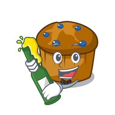 Bira mufin yaban mersini maskot karikatür ile