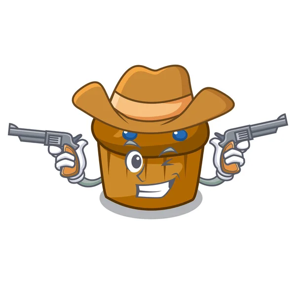 Cowboy mufin desenho animado personagem de mirtilo —  Vetores de Stock