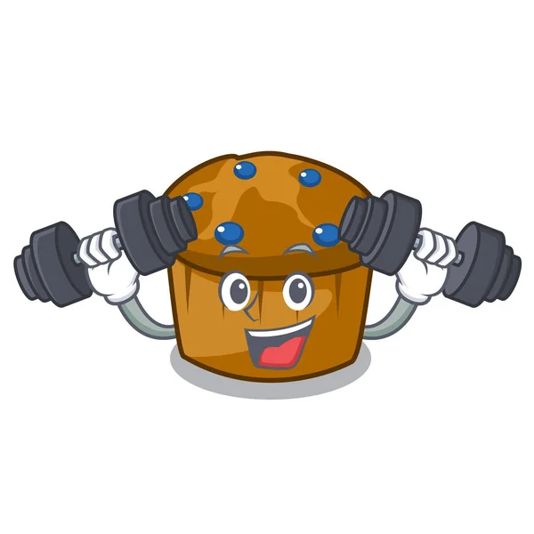 Fitness mufin kartun karakter blueberry - Stok Vektor