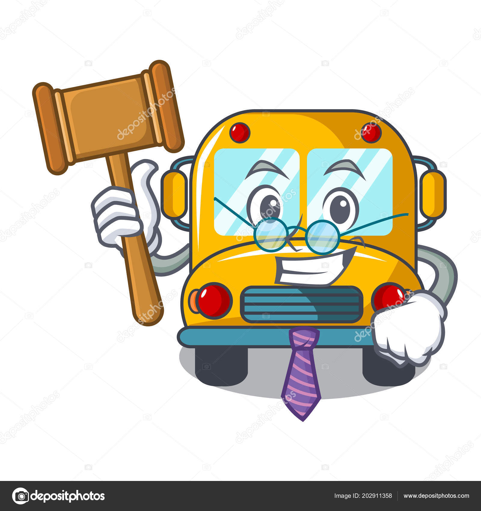裁判官スクールバス マスコット漫画ベクトル図 ストックベクター C Kongvector
