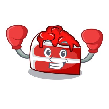 Kırmızı kadife karakter karikatür vektör çizim boks