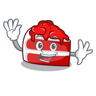 Kırmızı kadife karakter karikatür vektör çizim sallayarak