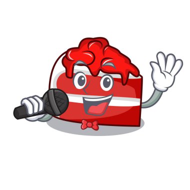 Kırmızı kadife maskot karikatür vektör çizim şarkı