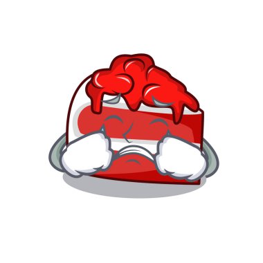 Kırmızı kadife maskot karikatür vektör çizim ağlıyor