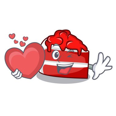 Kalp kırmızı kadife maskot karikatür vektör çizim ile