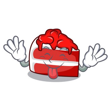 Kırmızı kadife maskot karikatür vektör çizim dil