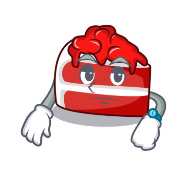 Kırmızı kadife maskot karikatür vektör çizim bekliyor