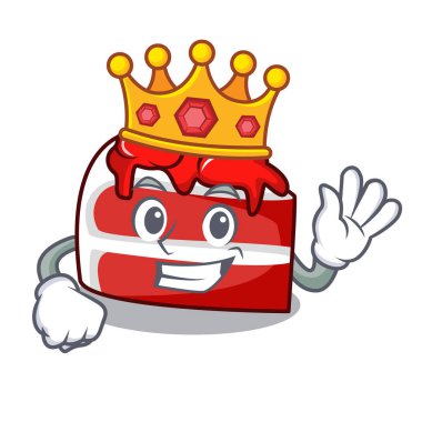 Kral kırmızı kadife maskot karikatür vektör çizim