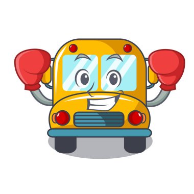 Okul otobüsü karakter karikatür vektör çizim boks