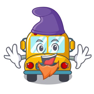 Elf okul otobüsü karakter karikatür vektör çizim