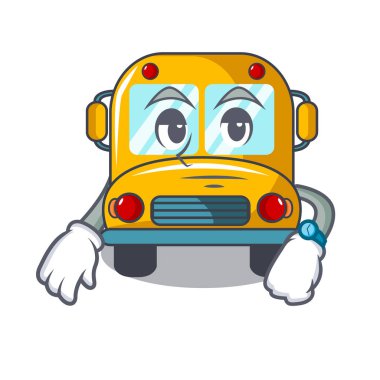 Okul otobüsü maskot karikatür vektör çizim bekliyor