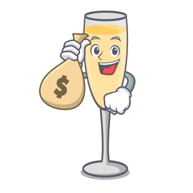 Para çantası şampanya karakter karikatür tarzı ile