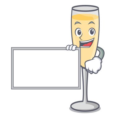 Kurulu şampanya karakter karikatür tarzı ile