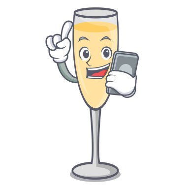 Telefon şampanya karakter karikatür tarzı ile