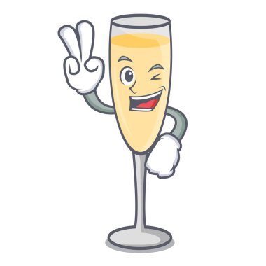 İki şampanya karakter karikatür tarzı parmak