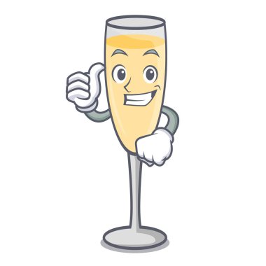 Başparmak yukarıya şampanya karakter karikatür tarzı