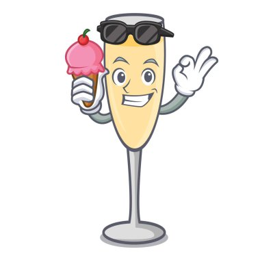 Dondurma şampanya karakter karikatür tarzı ile