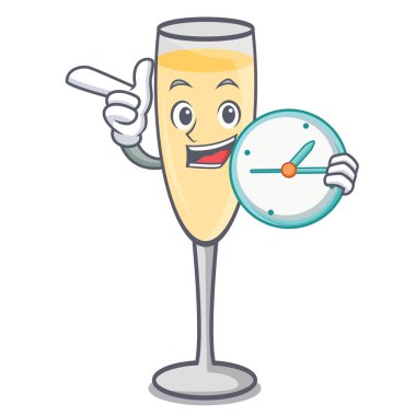 Saat şampanya karakter karikatür tarzı ile
