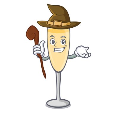 Cadı şampanya maskot karikatür tarzı