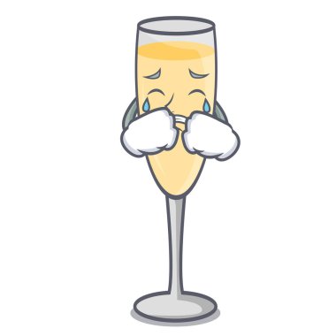Ağlayan şampanya maskot karikatür tarzı