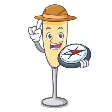 Explorer şampanya maskot karikatür tarzı